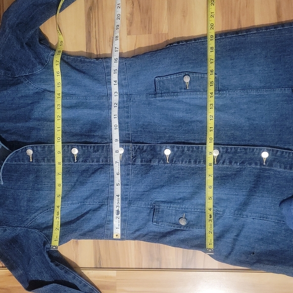 Vintage Y2K Denim Duster Jean Long Coat S - Picture 13 of 14